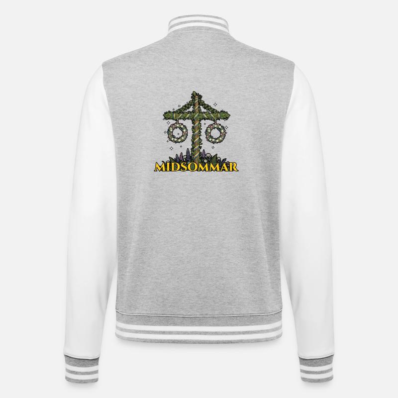 Litha Pagan Summer Solstice Midsummer Midsommar - College Sweat Jacket - heather grey/white