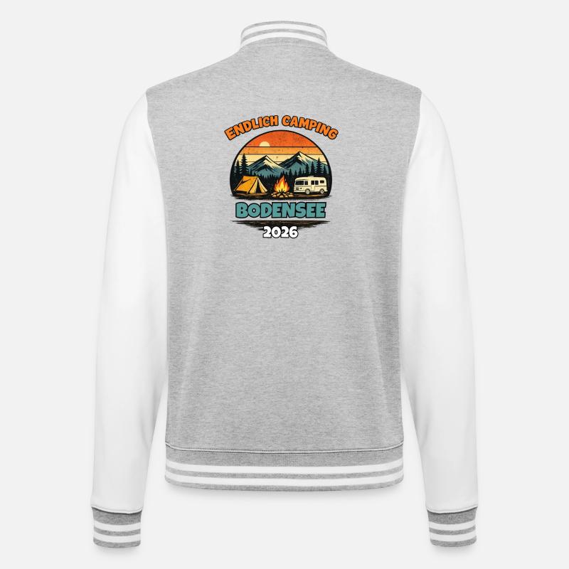 Endlich Camping Bodensee 2026 Camper Wohnmobil  - College-Sweatjacke - Grau meliert/Weiß