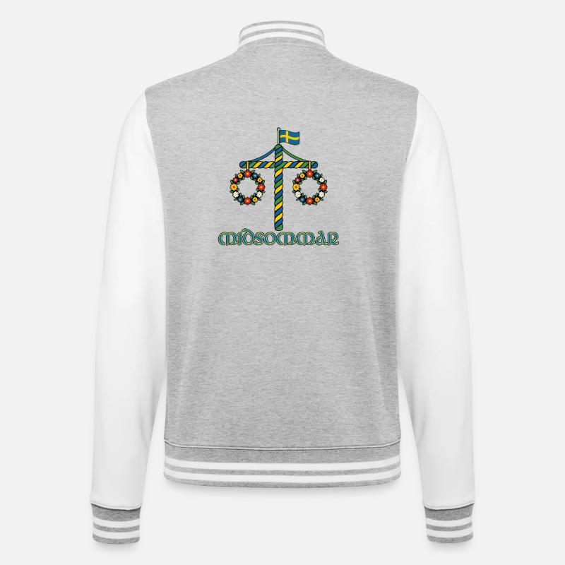 Litha Pagan Summer Solstice Midsummer Midsommar - College Sweat Jacket - heather grey/white