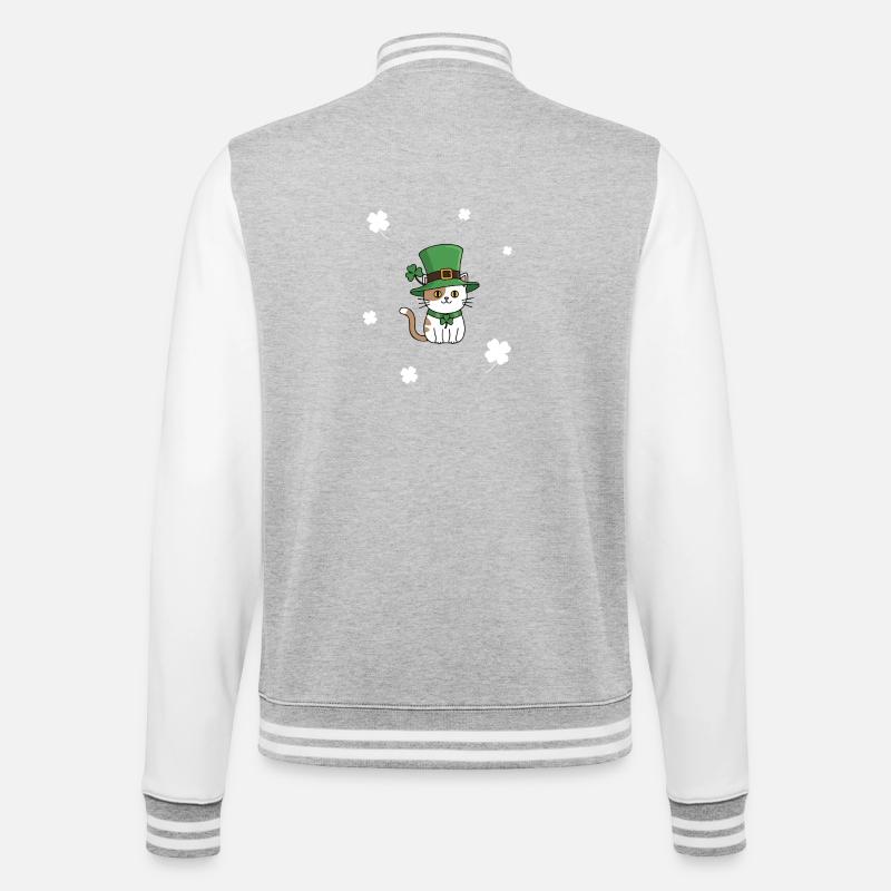 Chat de la Saint-Patrick - Veste Teddy - gris chiné / blanc