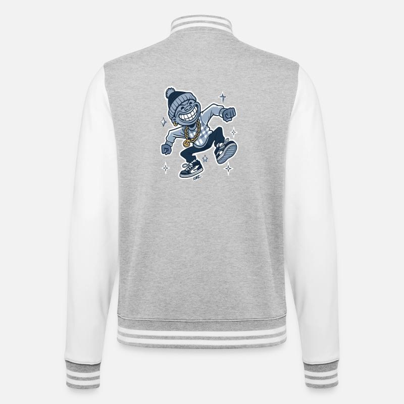 Grinning Rapper with Gold Chain - College Sweat Jacket - heather grey/white