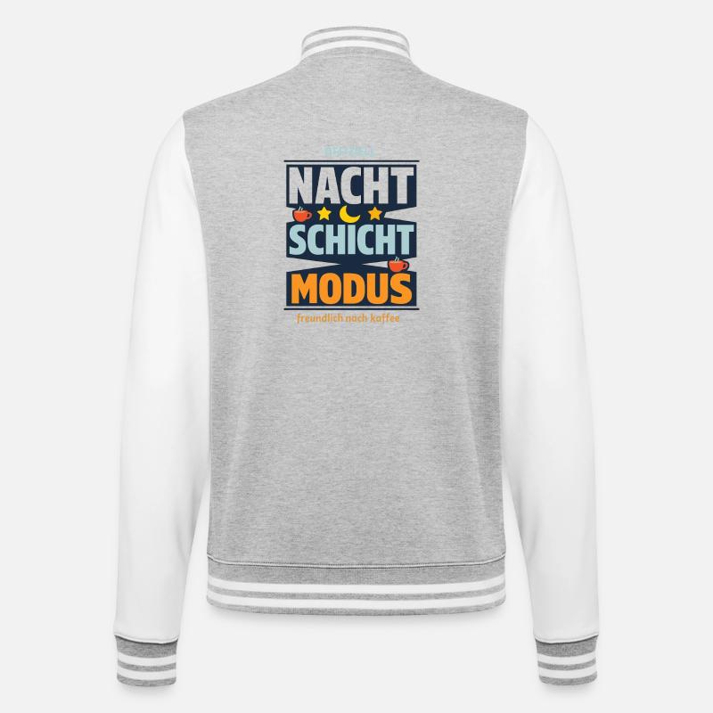 Offiziell Nachtschicht Modus Kaffee Spruch - College-Sweatjacke - Grau meliert/Weiß
