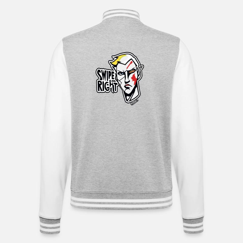 Swipe Right Graffiti Hero - College Sweat Jacket - heather grey/white