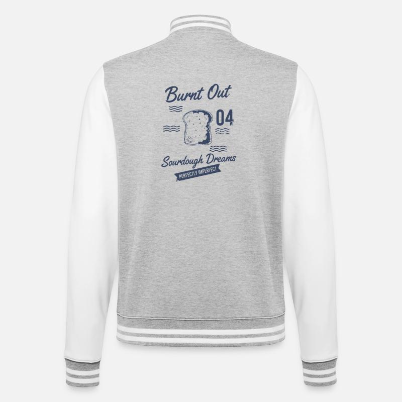 Sauerteigbrot Backen, ausgebrannte Sauerteigträume - College-Sweatjacke - Grau meliert/Weiß