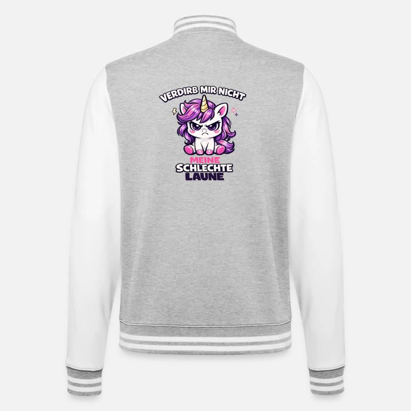 Verdirb mir nicht meine schlechte Laune - College-Sweatjacke - Grau meliert/Weiß