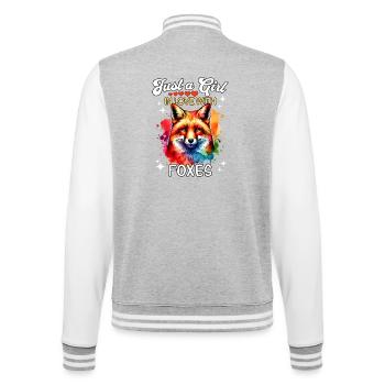 Red Fox Fox Girl Fox - College Sweat Jacket - heather grey/white - Back - Marisol (170cm)