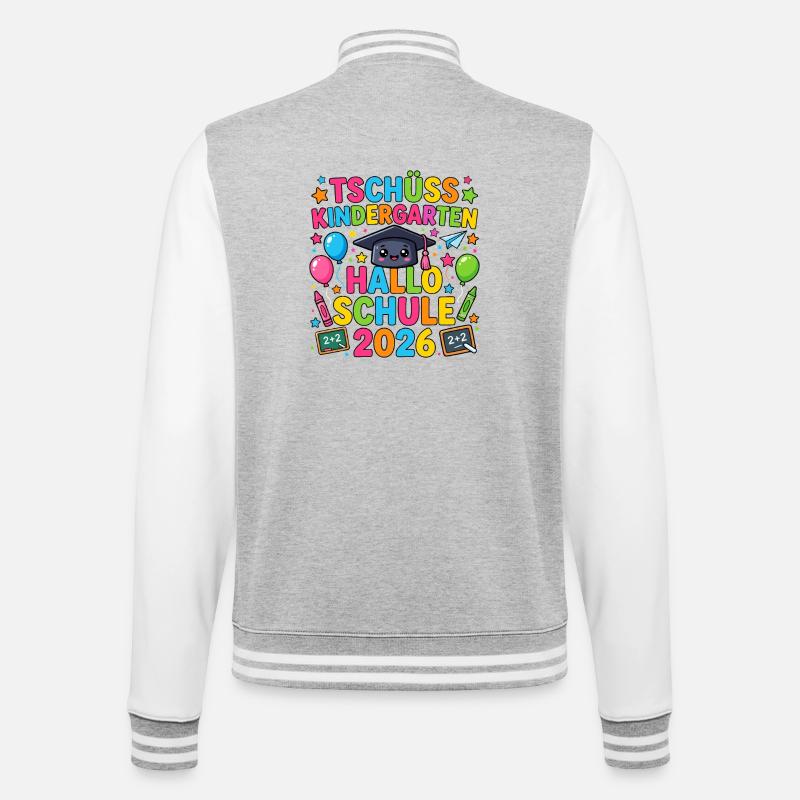 Tschüss Kindergarten Hallo Schule 2026 Einschulung - College-Sweatjacke - Grau meliert/Weiß