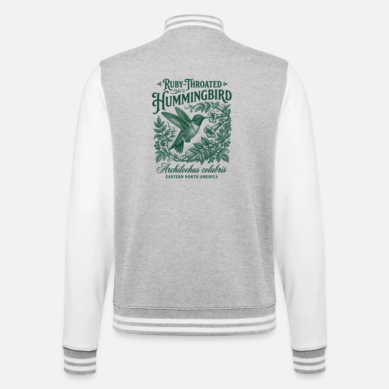 Ruby Throated Hummingbird Colibri - College Sweat Jacket - heather grey/white