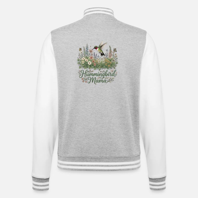 Ruby Throated Hummingbird Mama Mom - College Sweat Jacket - heather grey/white