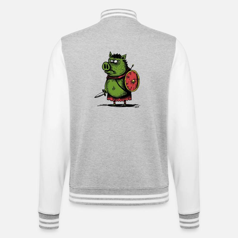 Viking sanglier vert avec bouclier - Veste Teddy - gris chiné / blanc