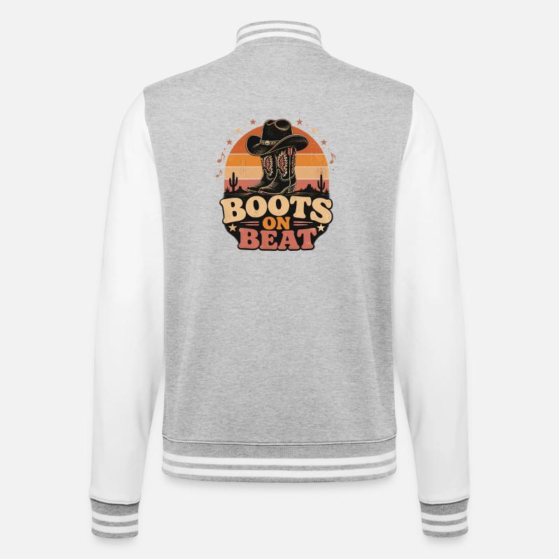 Boots on Beat - College Sweat Jacket - heather grey/white