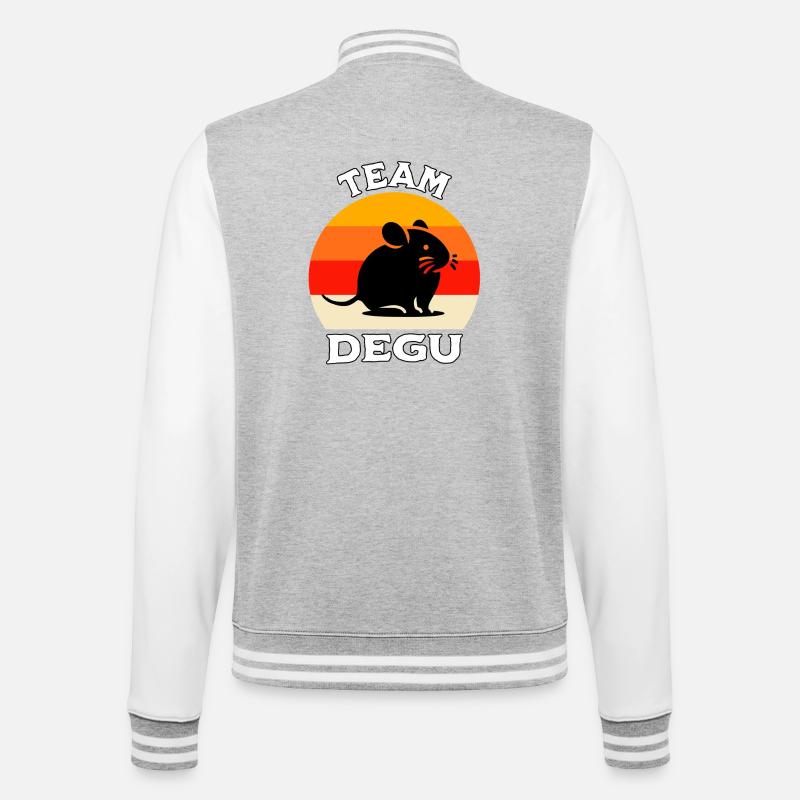 Team Degu - College-Sweatjacke - Grau meliert/Weiß