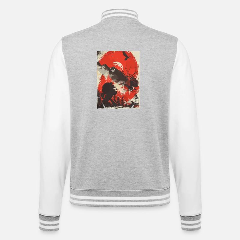 Red Moon Wilderness Silhouette - College Sweat Jacket - heather grey/white