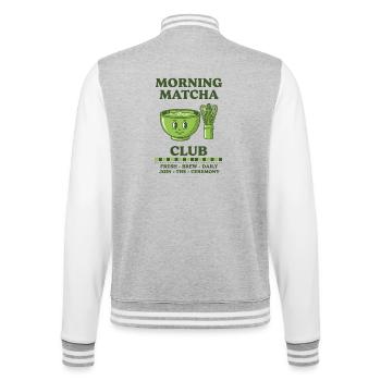 MORNING MATCHA CLUB JOIN THE CEREMONY FRESH BREW - College Sweat Jacket - heather grey/white - Back - Marisol (170cm)