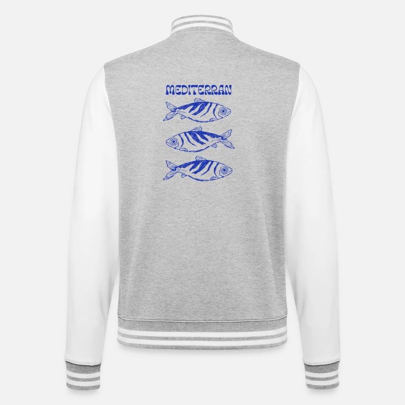Sardines - Trilogie méditerranéenne - Veste Teddy - gris chiné / blanc