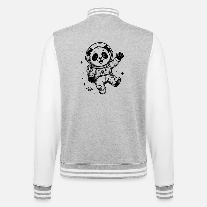 Astronaute Panda : Aventure spatiale - Veste Teddy - gris chiné / blanc