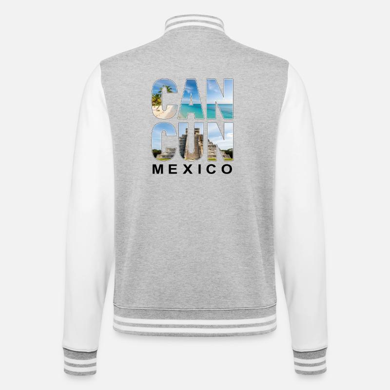 Cancun Mexico - College-Sweatjacke - Grau meliert/Weiß