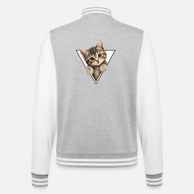 Kitten in the triangle - College Sweat Jacket - heather grey/white