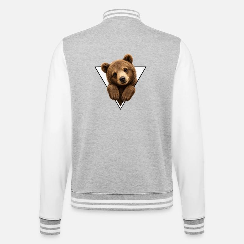 Bear cub in triangle - College Sweat Jacket - heather grey/white