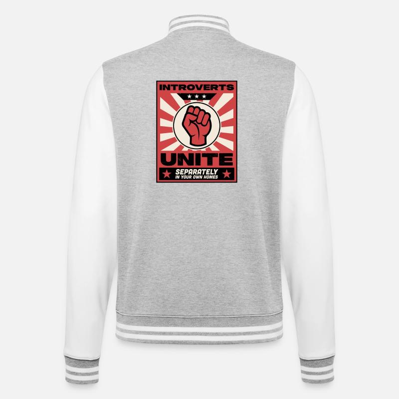 Introverts unite - College Sweat Jacket - heather grey/white