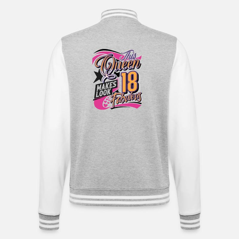18th Birthday Queen - College Sweat Jacket - heather grey/white