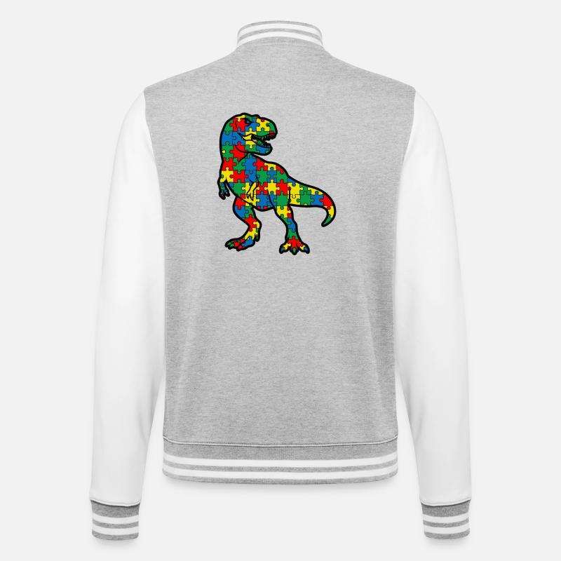 Autism Dinosaur T-Rex Child - College Sweat Jacket - heather grey/white