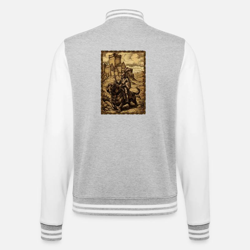 Chevalier médiéval à la foire ren-d’Teckel - Veste Teddy - gris chiné / blanc