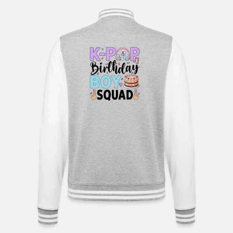 K-Pop Birthday Boy Squad - College-Sweatjacke - Grau meliert/Weiß