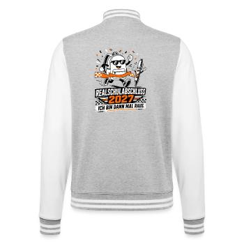 Realschulabschluss 2027, ich bin dann mal raus. - College-Sweatjacke - Grau meliert/Weiß - Hinten - Marisol (170cm)