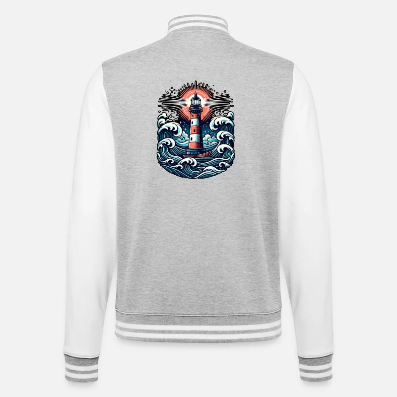 phare - Veste Teddy - gris chiné / blanc
