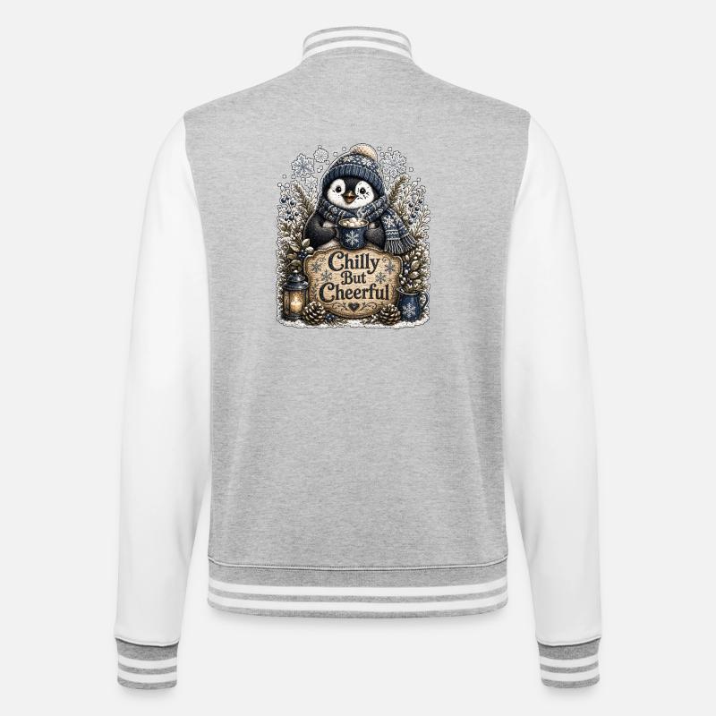 Froid mais Joyeux - Veste Teddy - gris chiné / blanc