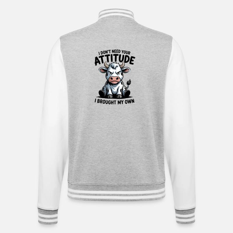 Attitude de vache : expression - Veste Teddy - gris chiné / blanc