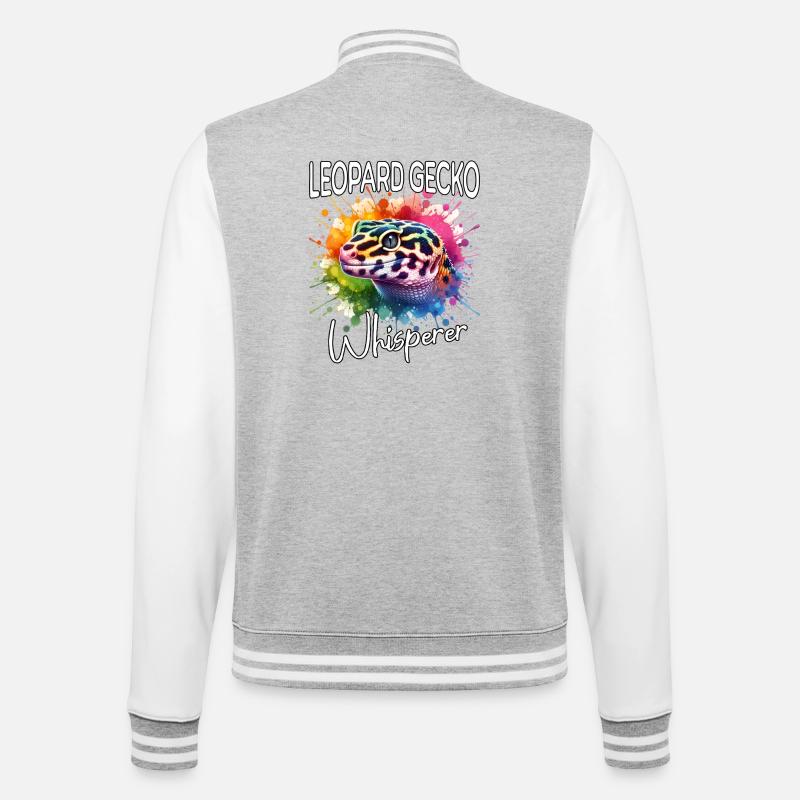 Leopardgecko Flüsterer - College-Sweatjacke - Grau meliert/Weiß