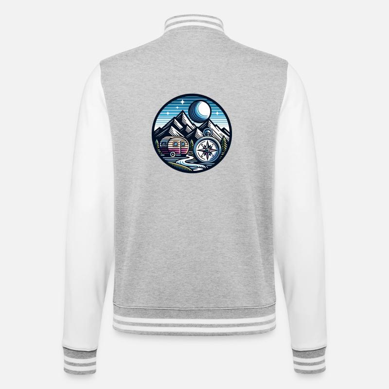 Camping Compass - College Sweat Jacket - heather grey/white