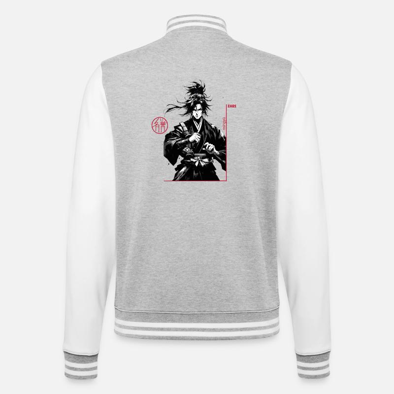 Samurai - College-Sweatjacke - Grau meliert/Weiß