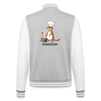 Herdmännchen Koch Gastronomie Beikoch Lustig  - College-Sweatjacke - Grau meliert/Weiß - Hinten - Marisol (170cm)