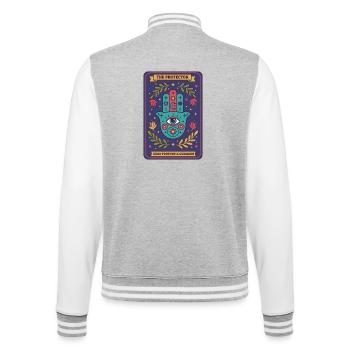 Spirituality Sacred Geometry The Protector - College Sweat Jacket - heather grey/white - Back - Marisol (170cm)