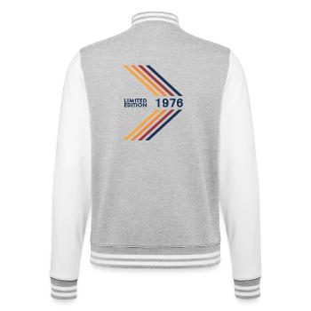 1976 Limited Edition Birthday Man Wife Vintage - College Sweat Jacket - heather grey/white - Back - Marisol (170cm)