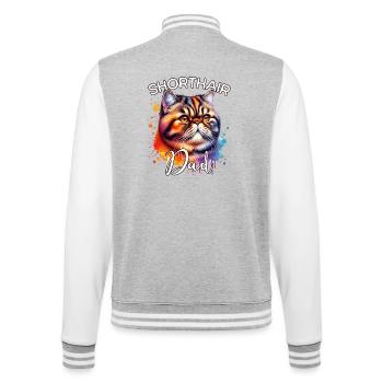 Exotische Kurzhaarkatze Papa - College-Sweatjacke - Grau meliert/Weiß - Hinten - Marisol (170cm)