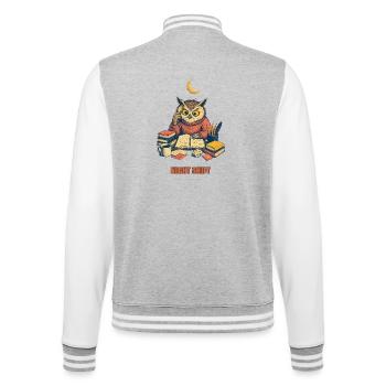 Night Shift Owl – Eule Nachtschicht - College Sweat Jacket - heather grey/white - Back - Marisol (170cm)