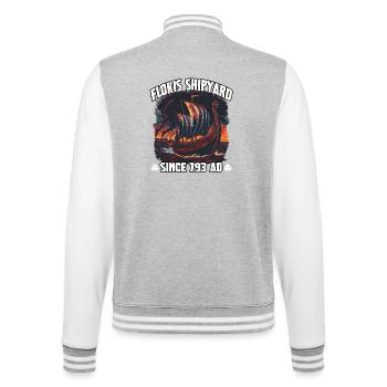Floki Shipyard since 793 AD - College Sweat Jacket - heather grey/white - Back - Marisol (170cm)