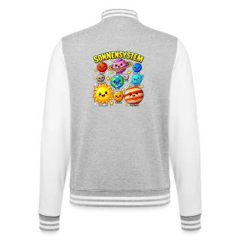 Système Solaire - Planètes Mignonnes pour Enfants - College-Sweatjacke - Grau meliert/Weiß - Hinten - Marisol (170cm)
