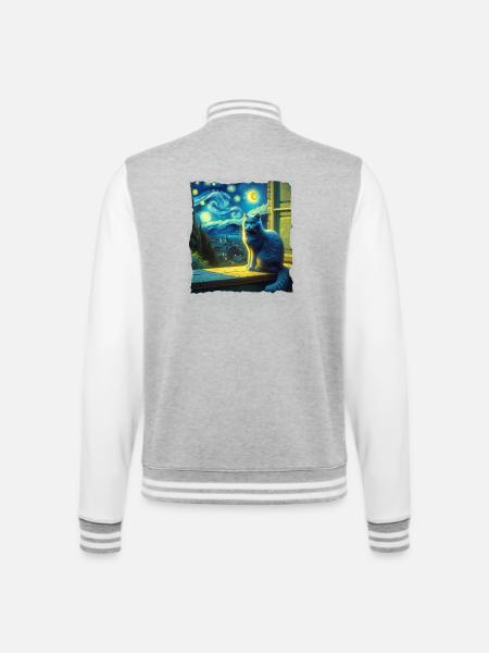 Russisch Blaukatze Starry Night - College-Sweatjacke - Grau meliert/Weiß