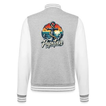 Vatertag Papitän - Papa ist der Beste Boot fahren - College-Sweatjacke - Grau meliert/Weiß - Hinten - Marisol (170cm)
