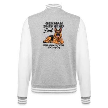 German Shepherd Dad Proud Loyal Protective - College-Sweatjacke - Grau meliert/Weiß - Hinten - Marisol (170cm)