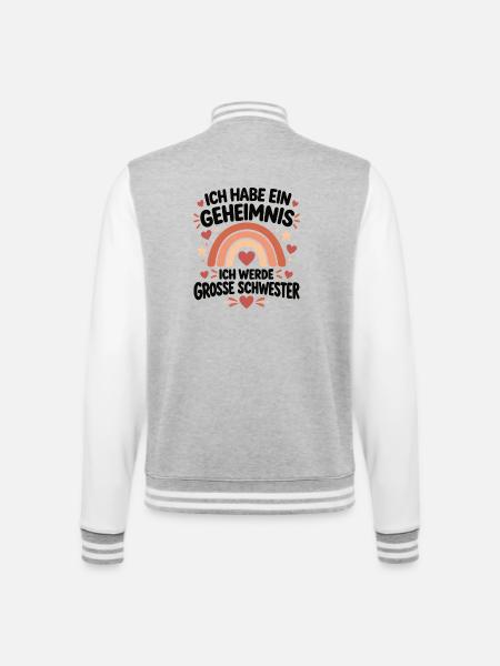 Ich werde große Schwester – Baby Verkündung - College-Sweatjacke - Grau meliert/Weiß