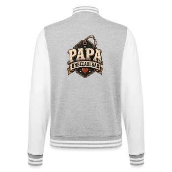 Vatertag Papa - Unbezahlbar Preisschild Retro - College-Sweatjacke - Grau meliert/Weiß - Hinten - Marisol (170cm)