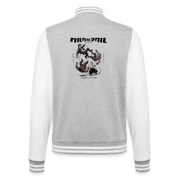 Surreal Cyberpunk Art of Aikido Throwing - College-Sweatjacke - Grau meliert/Weiß - Hinten - Marisol (170cm)