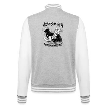 Japanese Martial Arts Aikido Flow Dynamics - College-Sweatjacke - Grau meliert/Weiß - Hinten - Marisol (170cm)