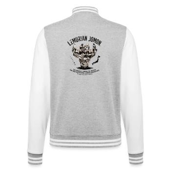 Lemurian Jomon Japan - Circular Society Pottery - College-Sweatjacke - Grau meliert/Weiß - Hinten - Marisol (170cm)